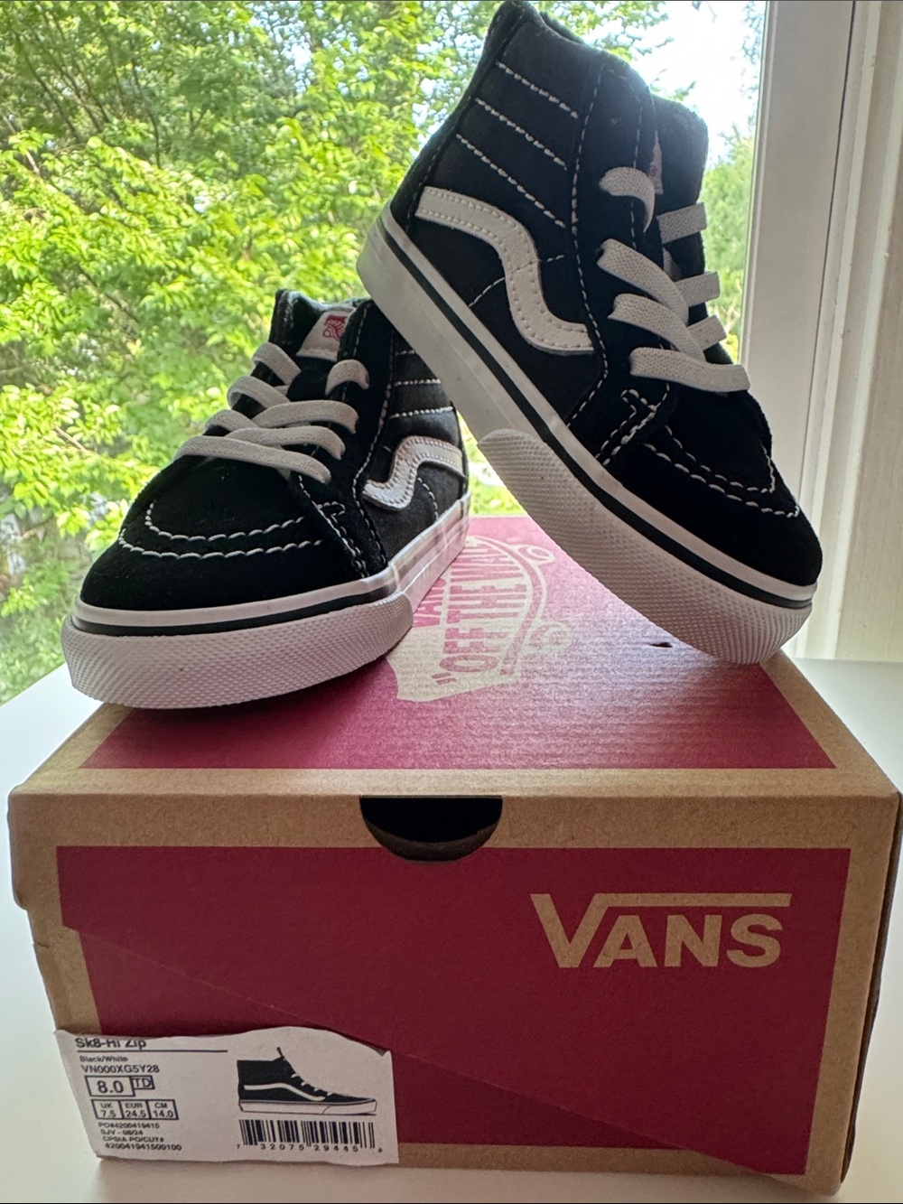 Vans Kids Black and White High-Top Skate Shoes